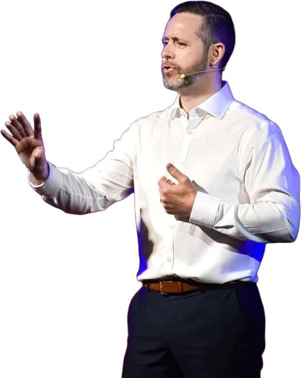 Kevin O'Reilly speaking on stage